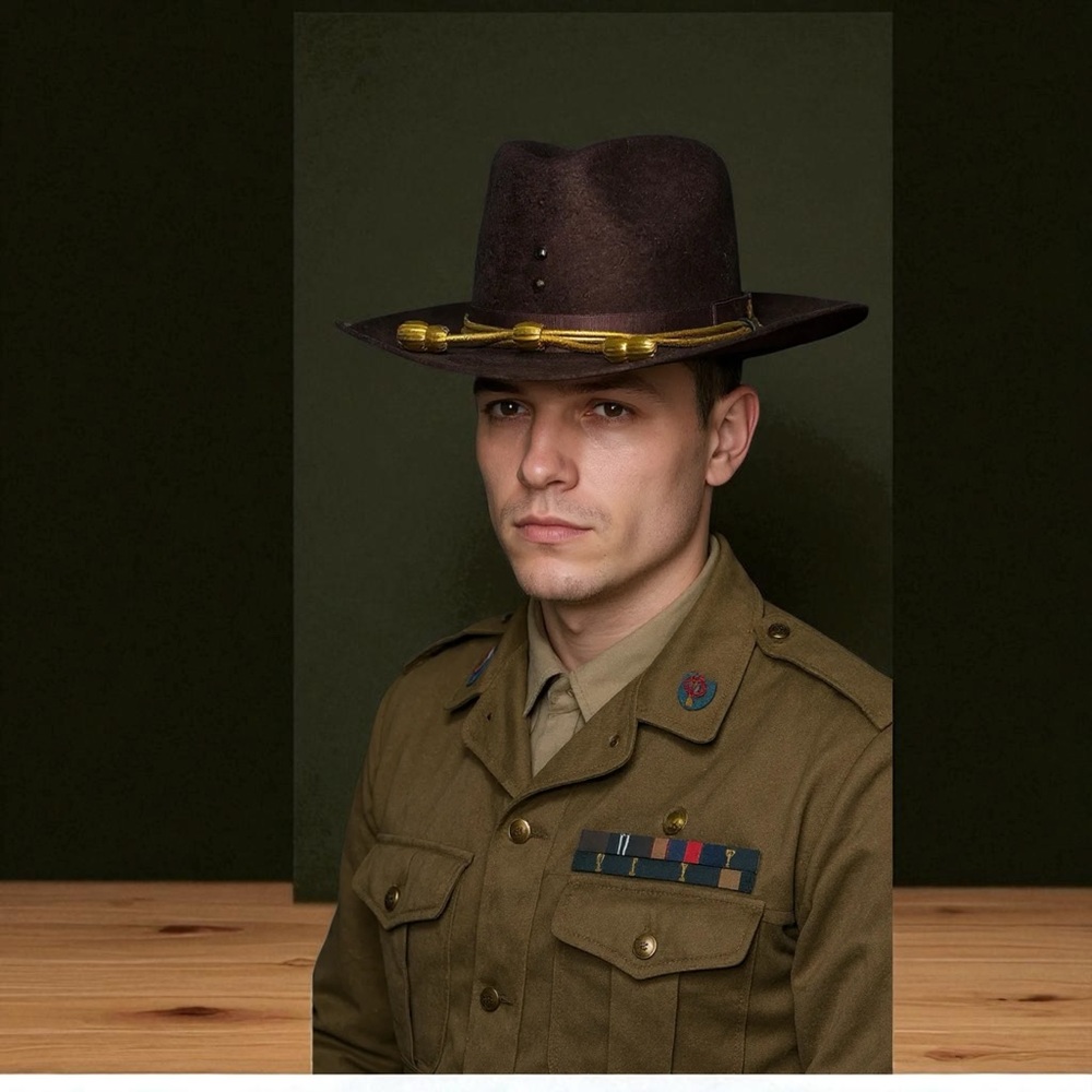 3XXX BEAVER QUALITY SHERIFF DEPUTY SOLDIER STYLE HAT BROWN